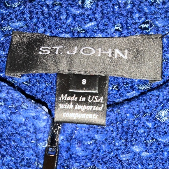 ST. JOHN—Royal Blue Boucle Long-Line Jacket, 8, Front Zip Closure, EUC - Picture 3 of 3